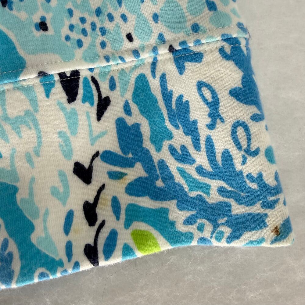 Lilly Pulitzer Half Zip Pullover Top Size M Blue Green Coral Reef Print - Picture 3 of 15